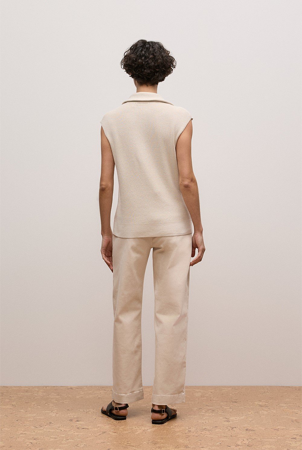 Stone Cotton Cashmere Button Mock Knit - WOMEN T-Shirts & Tops | Trenery