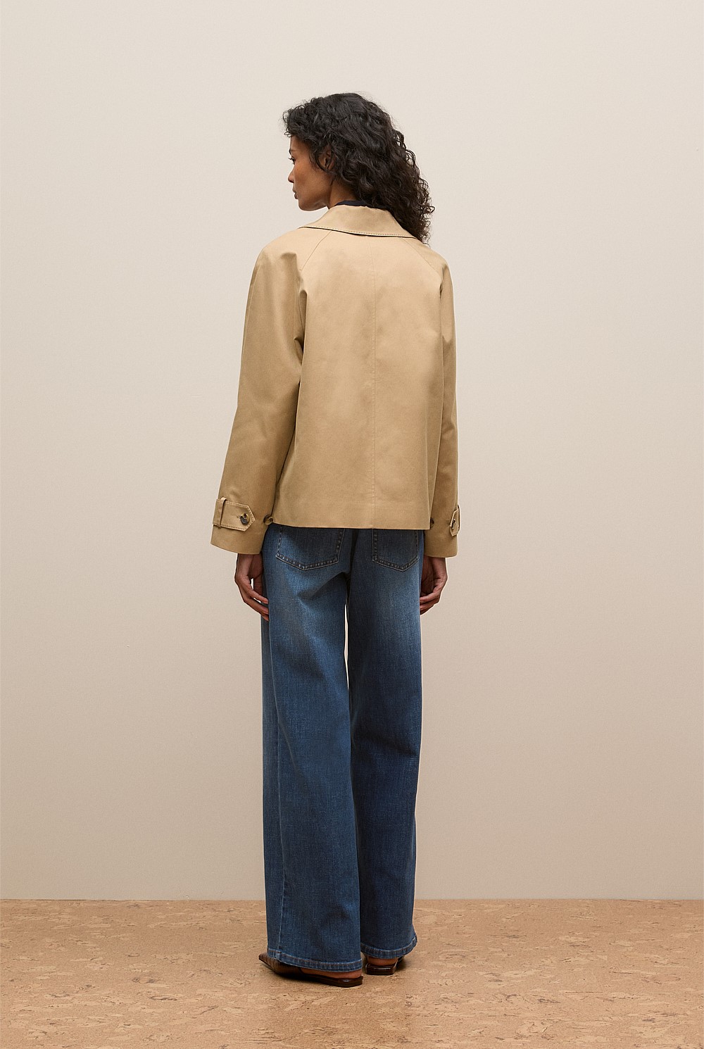 Cotton Twill Cropped Trench Coat