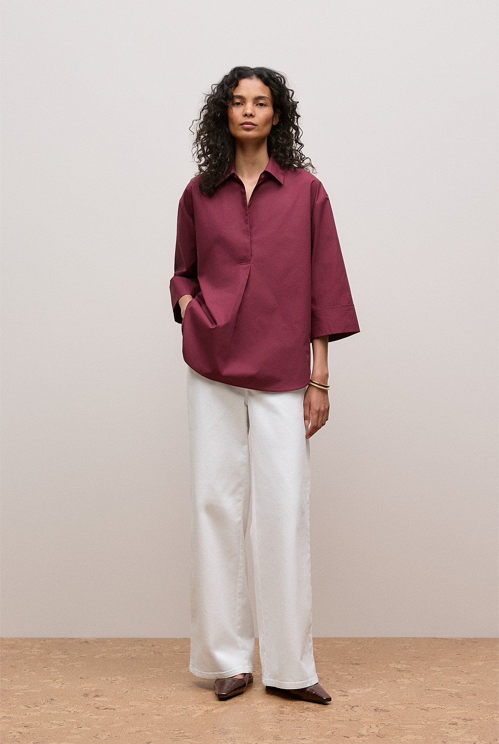 Cotton Poplin Half Sleeve Shirt