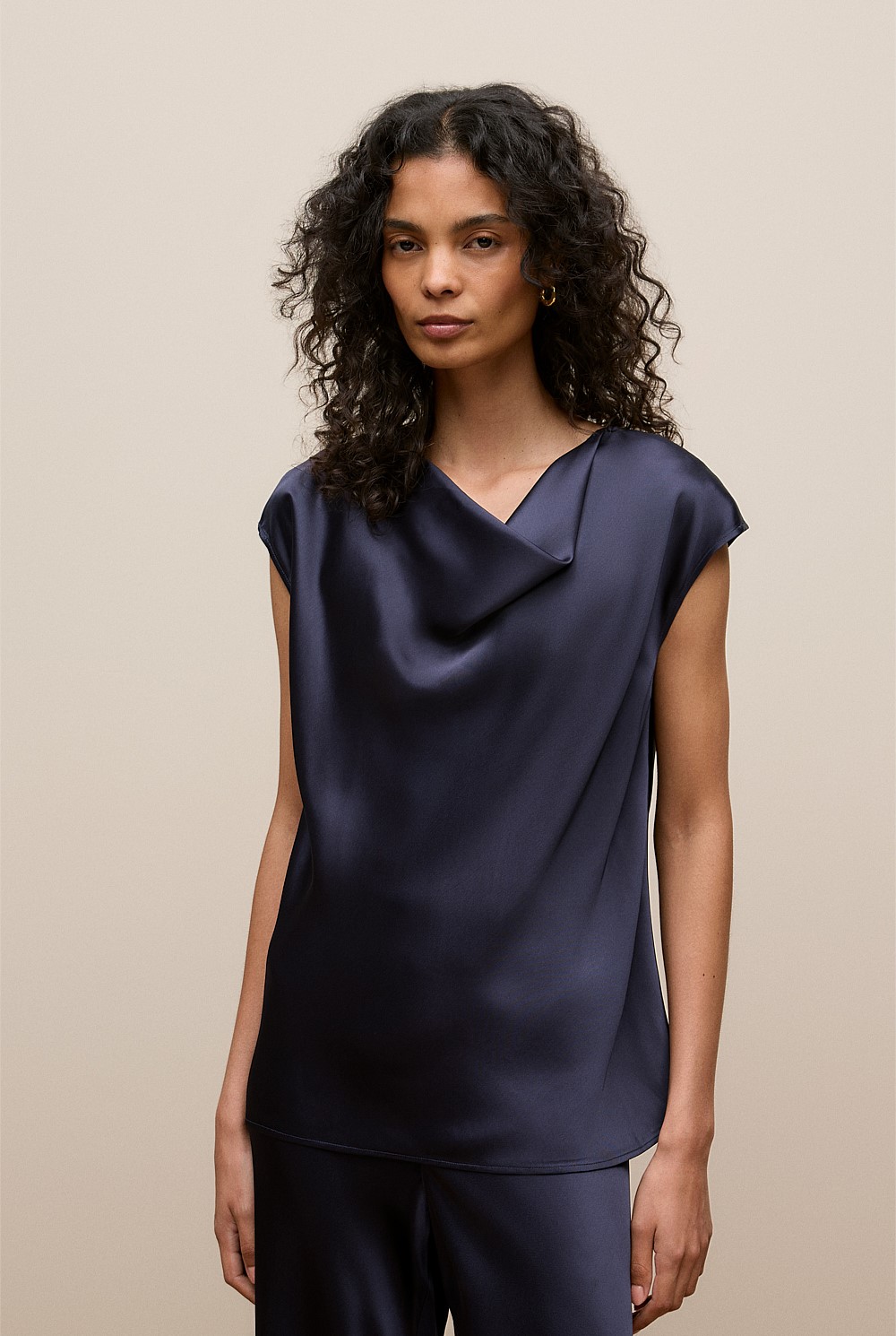 Satin Cowl Neck Blouse