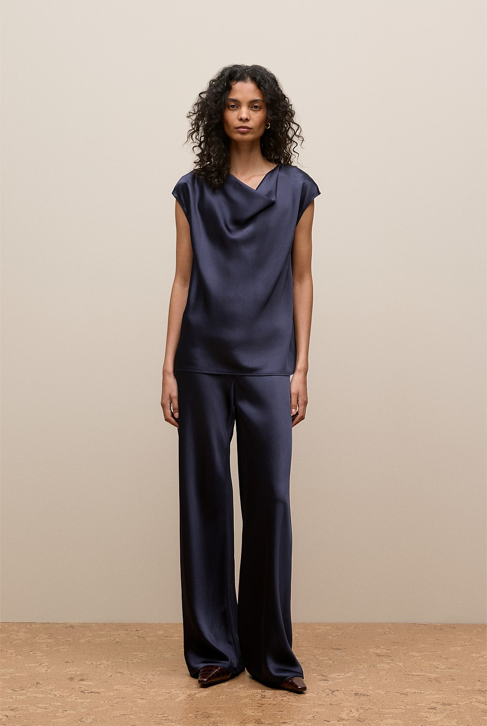 Satin Cowl Neck Blouse