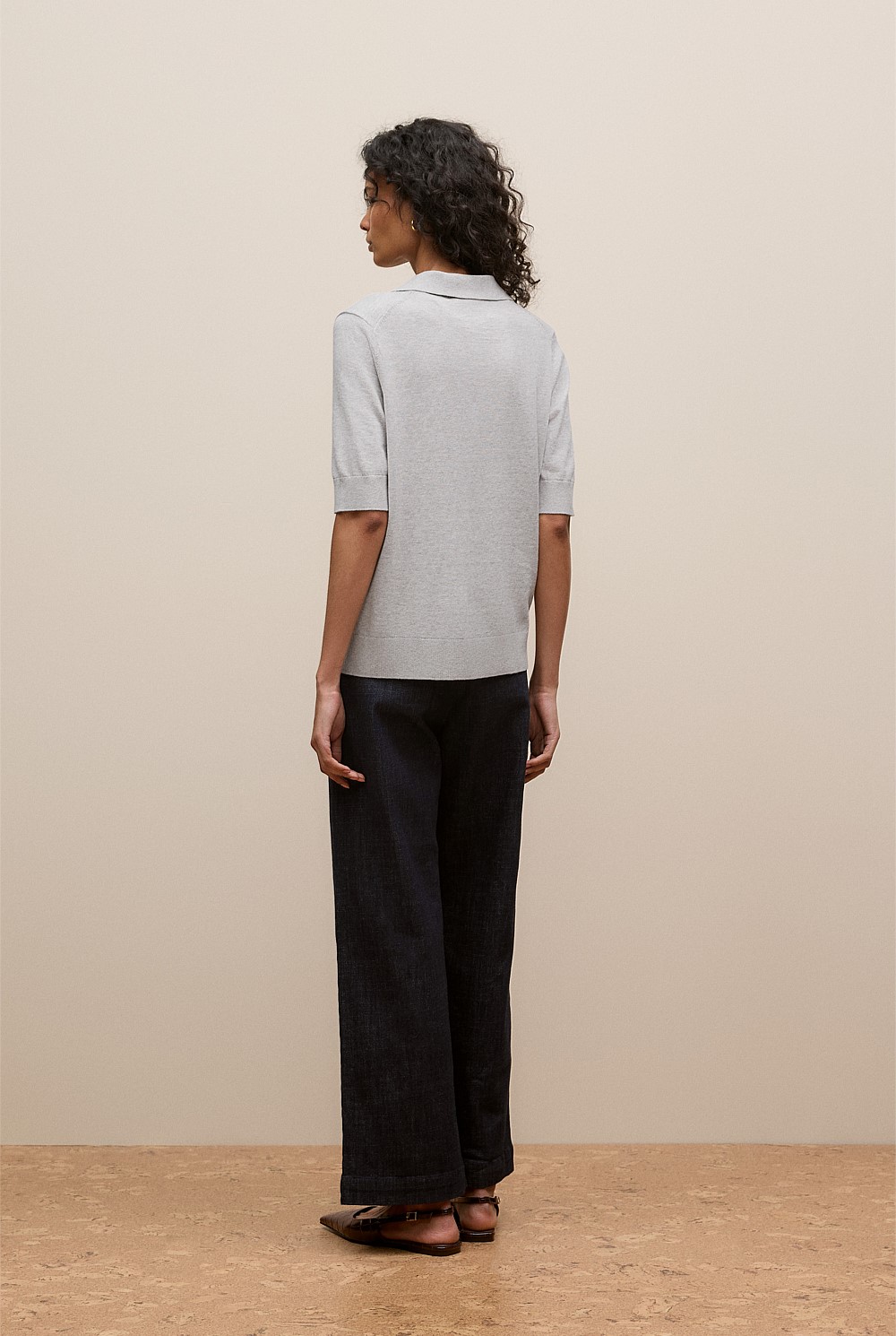 Cotton Cashmere Half Sleeve Polo