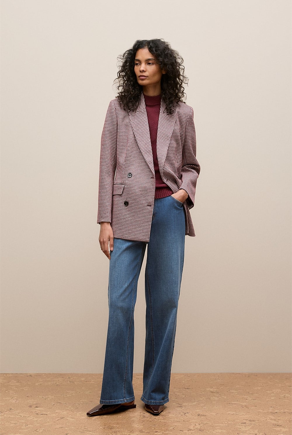 Puppytooth Ponte Double Breasted Blazer