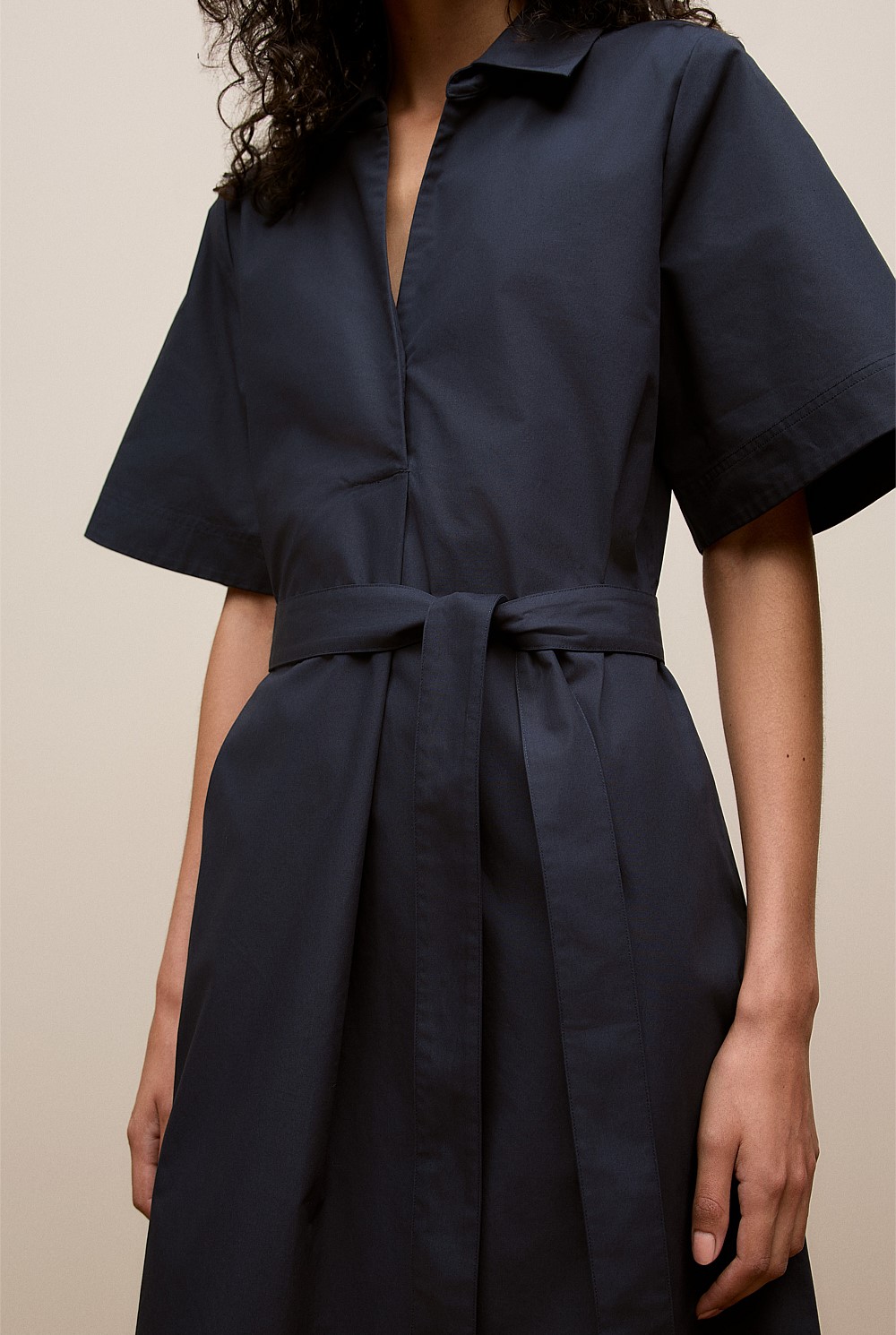 Cotton Poplin Belted Popover Dress