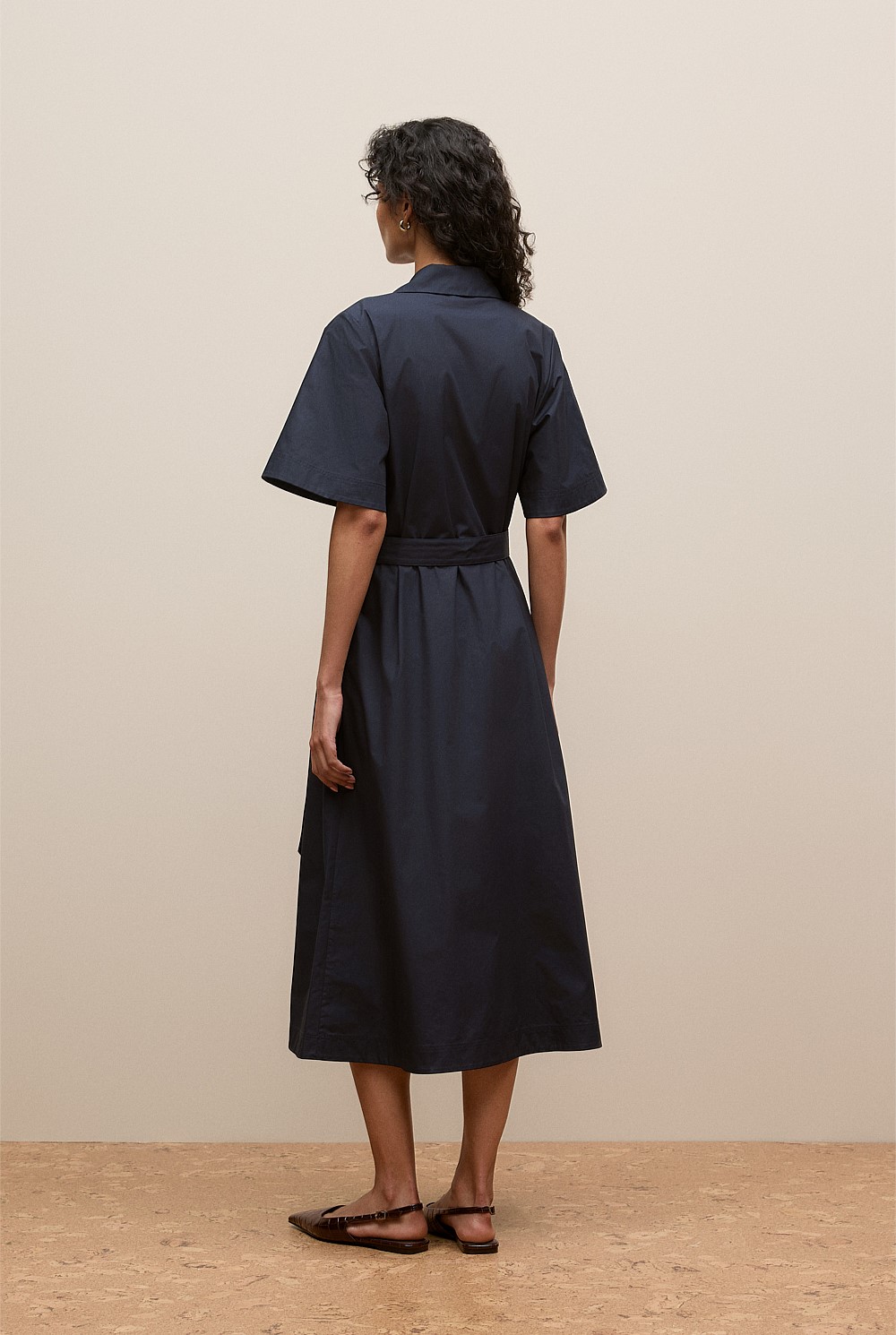 Cotton Poplin Belted Popover Dress