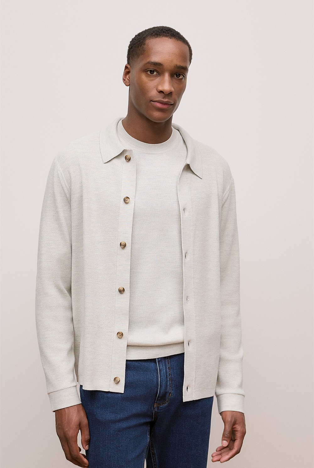 Merino Texture Knit Long Sleeve Shirt