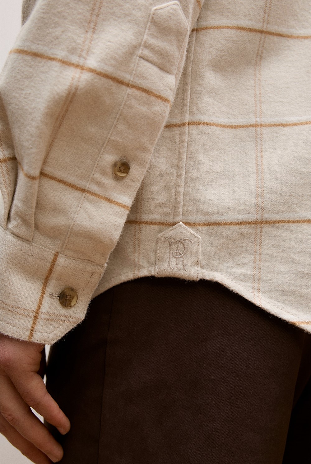 Brushed Cotton Windowpane Overshirt