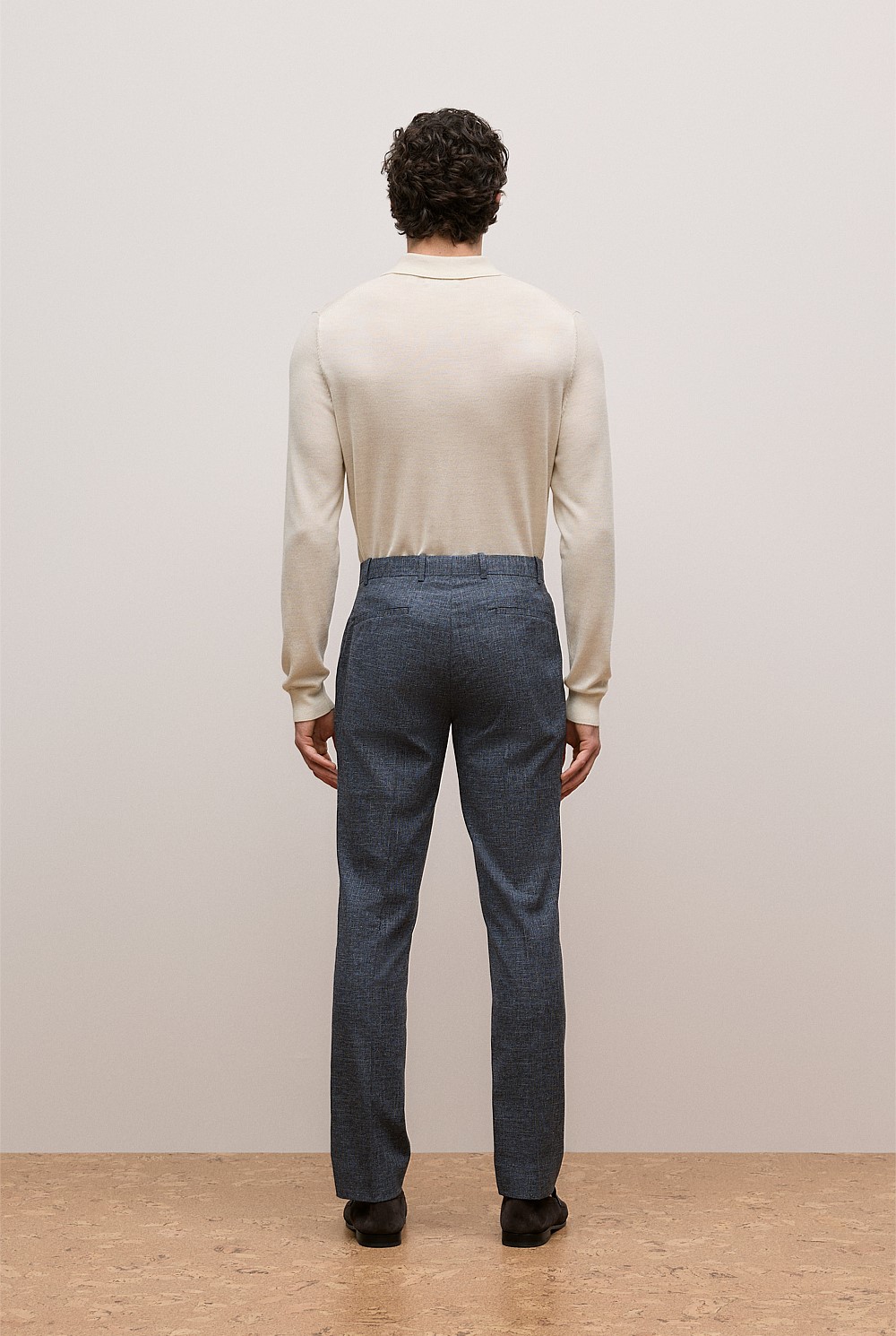 Cotton Wool Blend Straight Leg Trouser