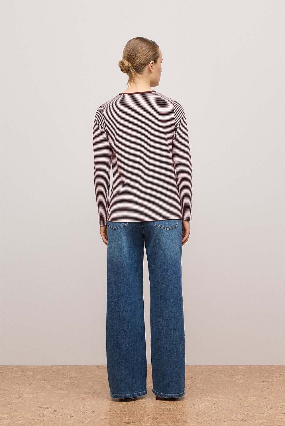 Brushed Cotton Stripe Long Sleeve T-shirt