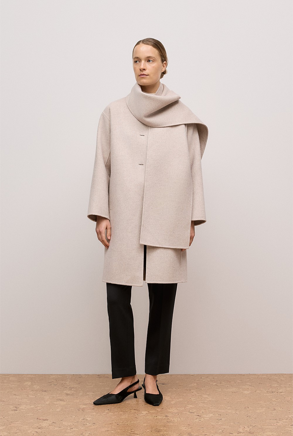 Brushed Wool Silk Scarf Coat