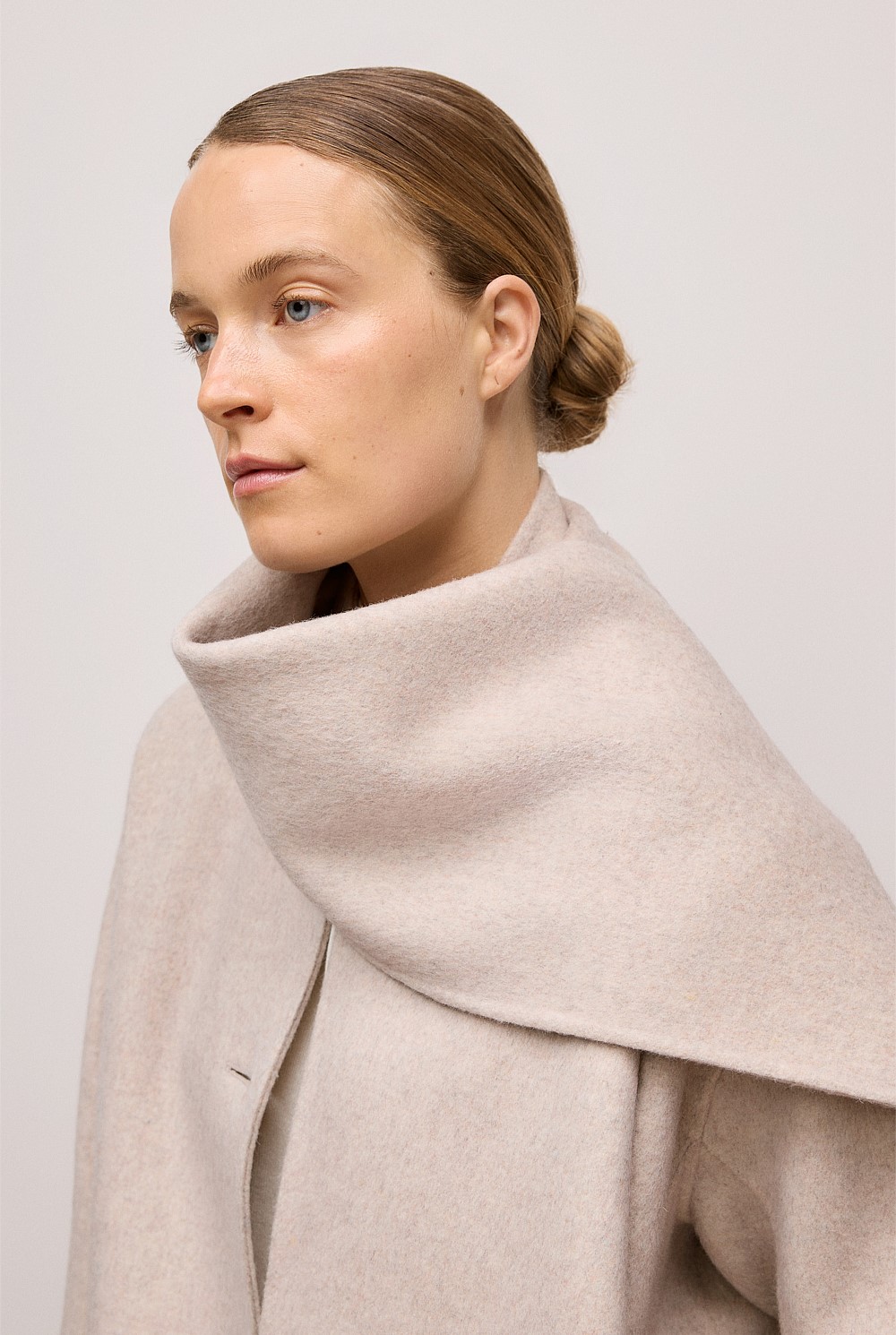 Brushed Wool Silk Scarf Coat