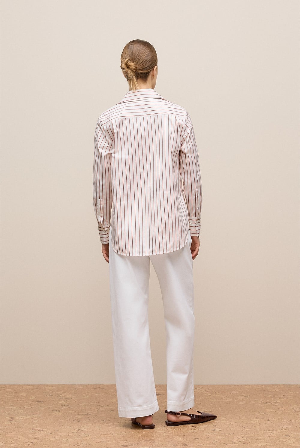 Cotton Poplin Jacquard Stripe Shirt