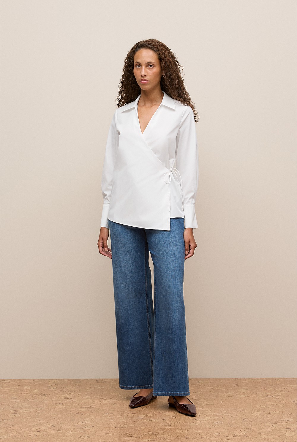 Cotton Poplin Wrap Shirt