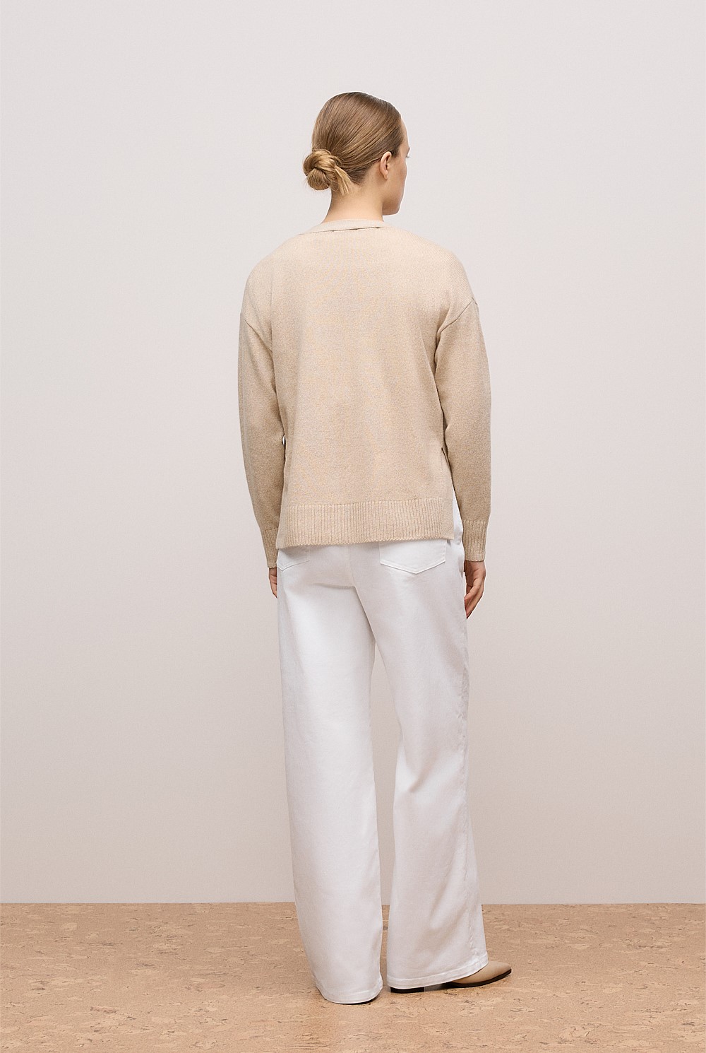 Wool Cashmere Relaxed V Cardigan
