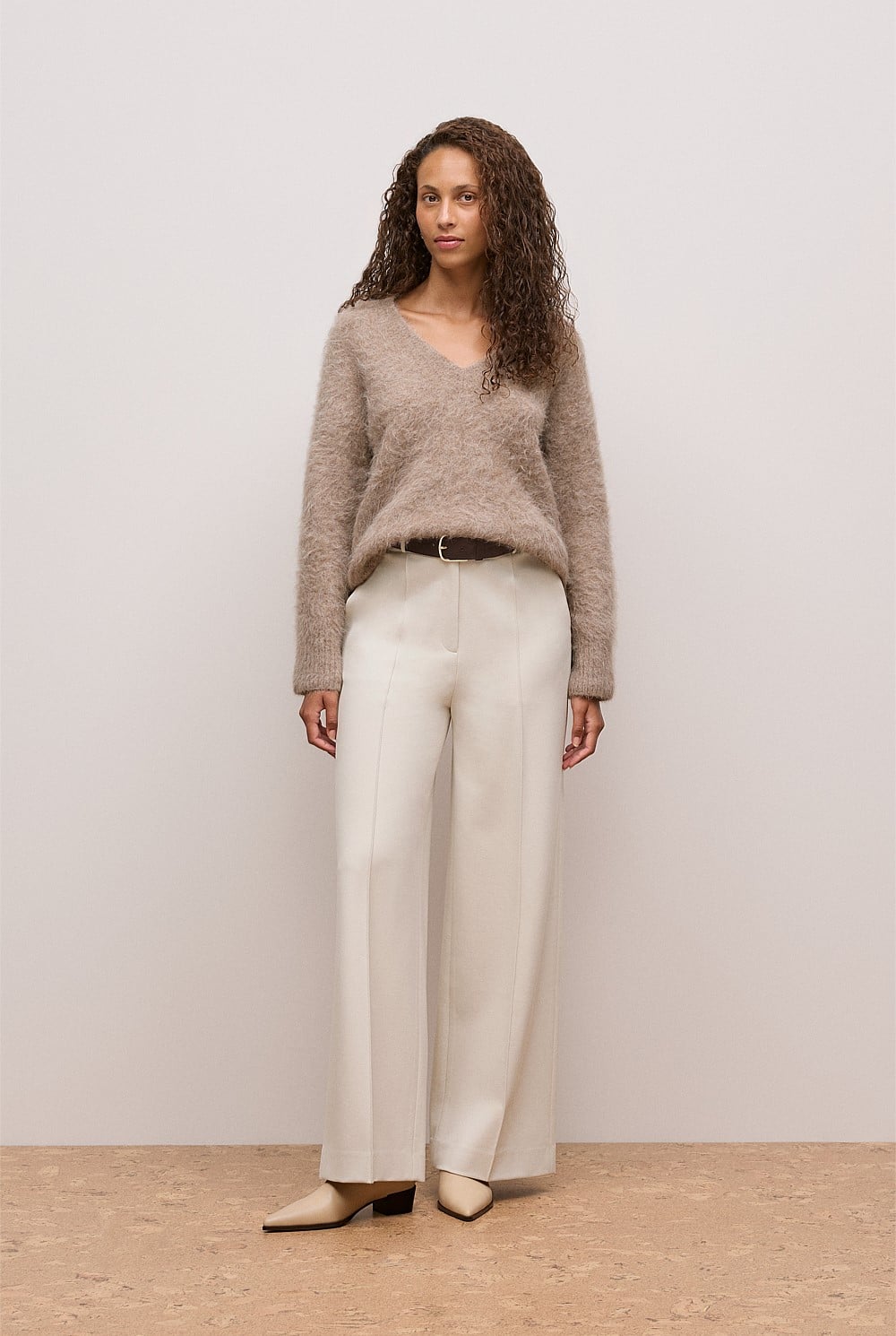 Brushed Alpaca Relaxed V Knit