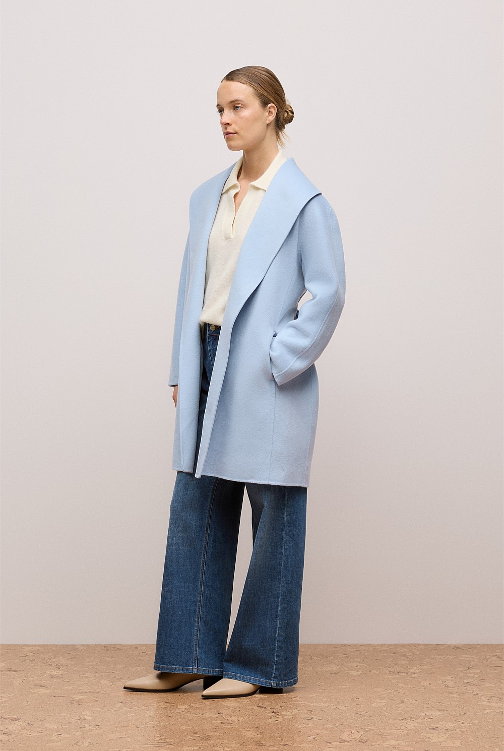 Double Faced Wool Wrap Coat