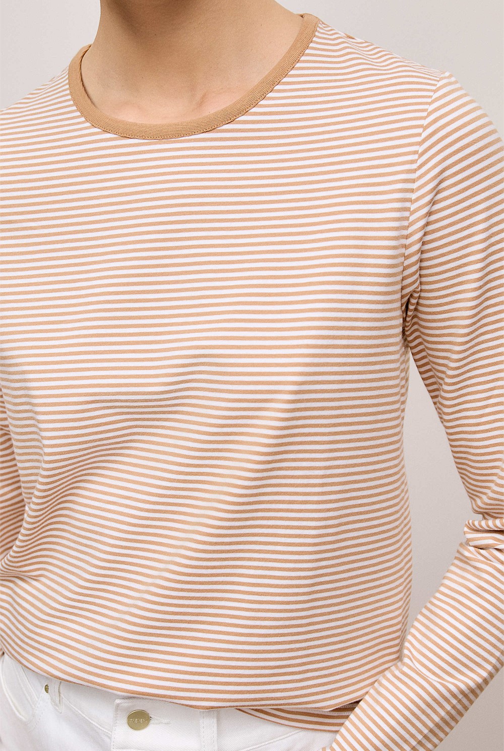 Brushed Cotton Stripe Long Sleeve T-shirt