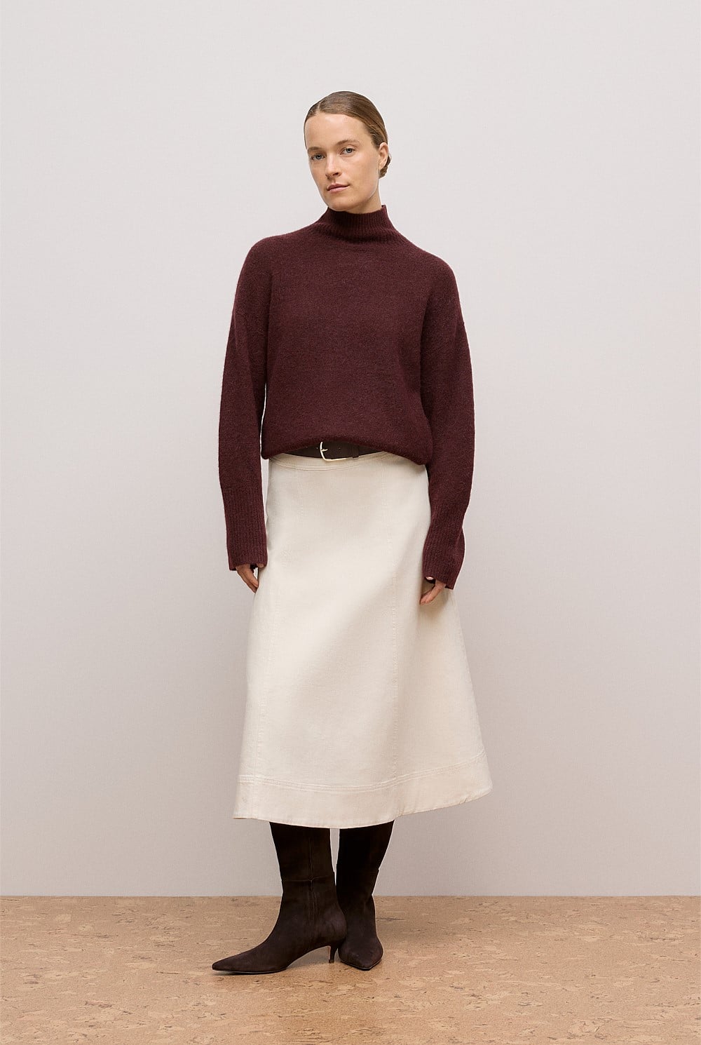Alpaca Merino Blend Relaxed Mock Neck