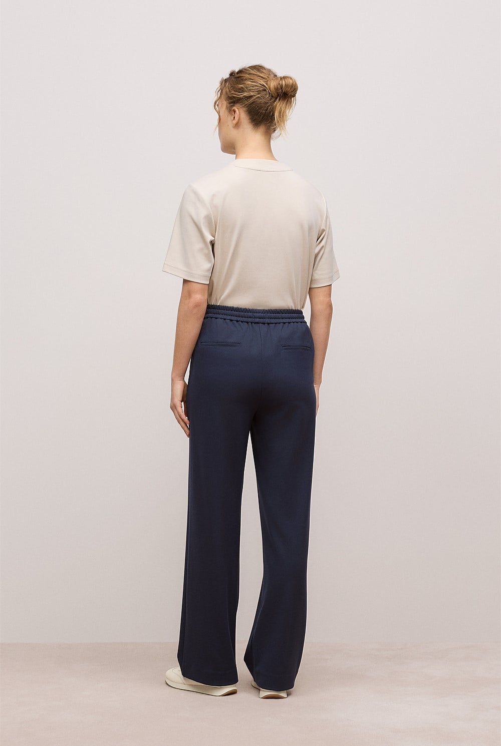 Ponte Pintucked Wide Leg Pant