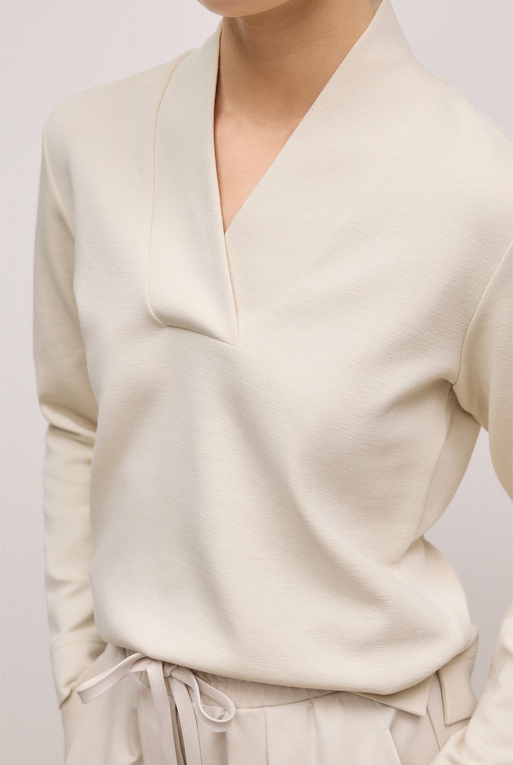 Jacquard Shawl Neck Sweat