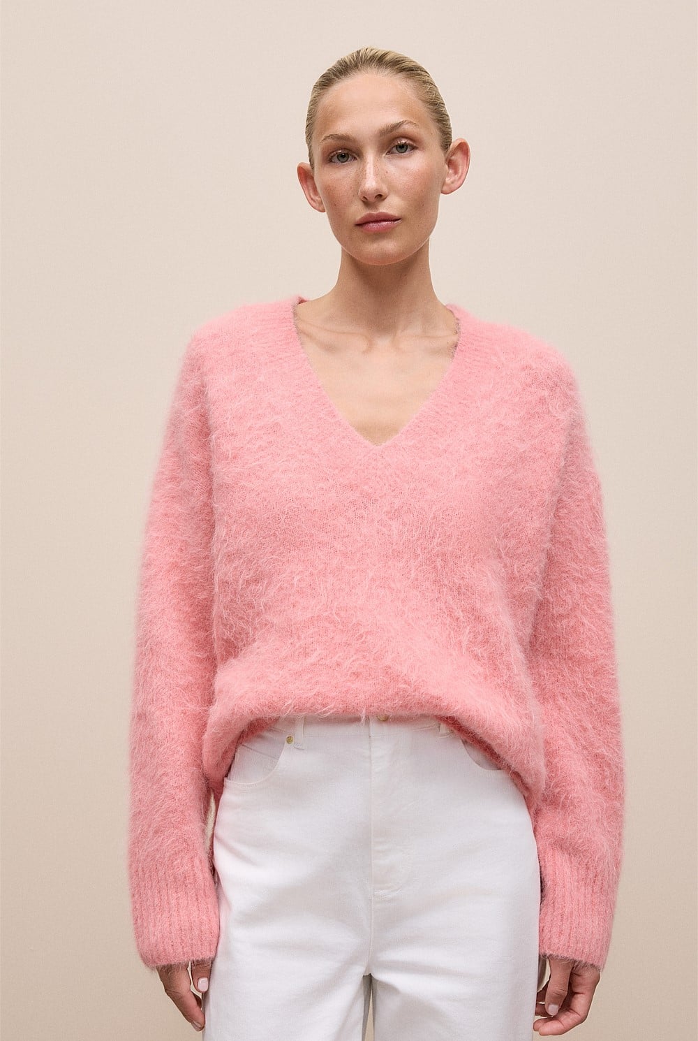 Brushed Alpaca Relaxed V Knit