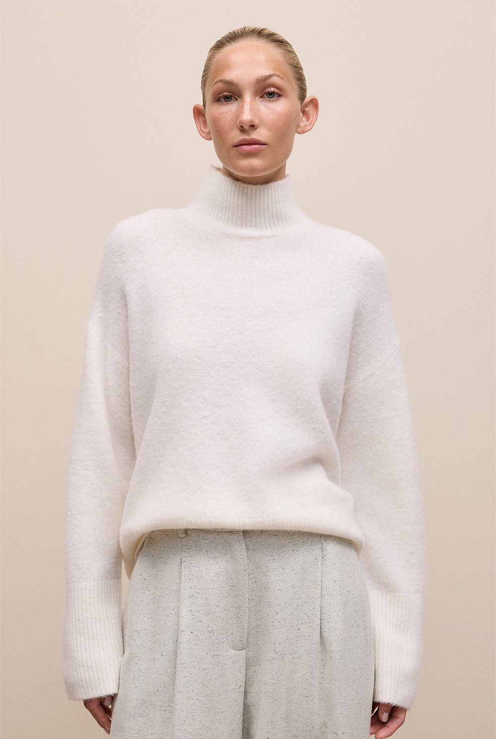 Alpaca Merino Blend Relaxed Mock Neck