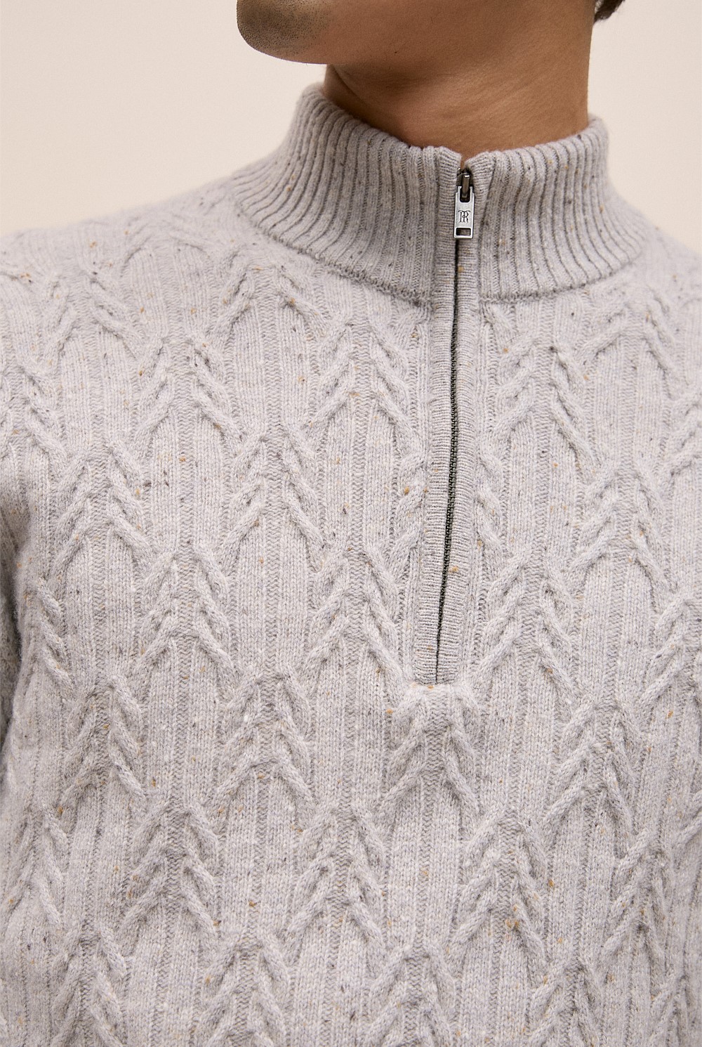 Merino Nep Cable Half Zip