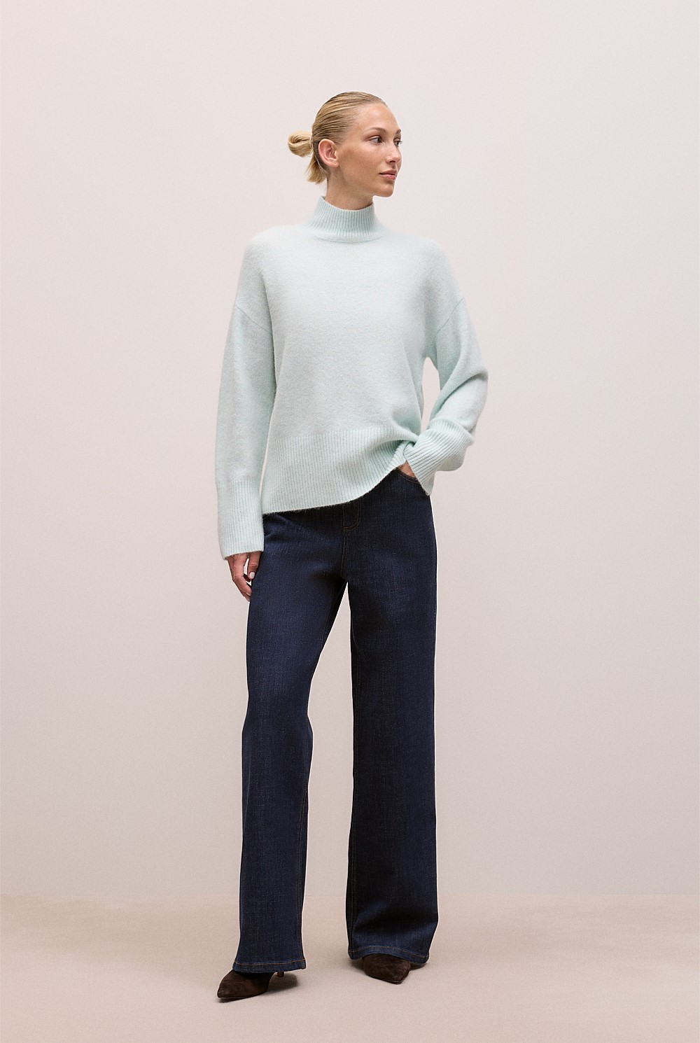Alpaca Merino Blend Relaxed Mock Neck