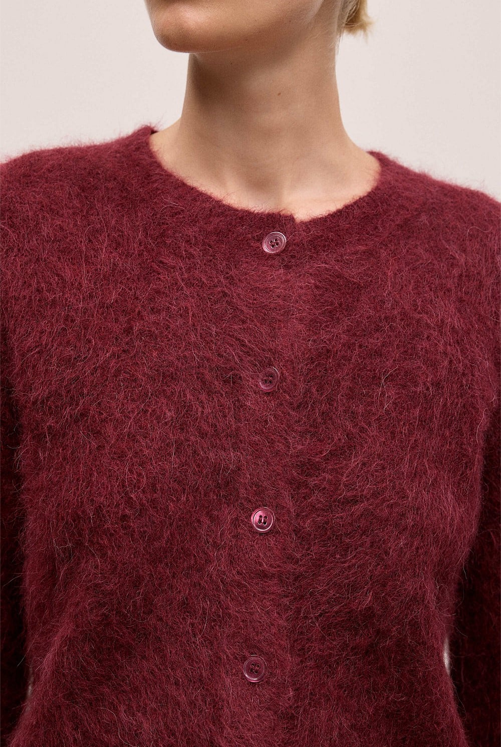 Brushed Alpaca Button Through Cardigan