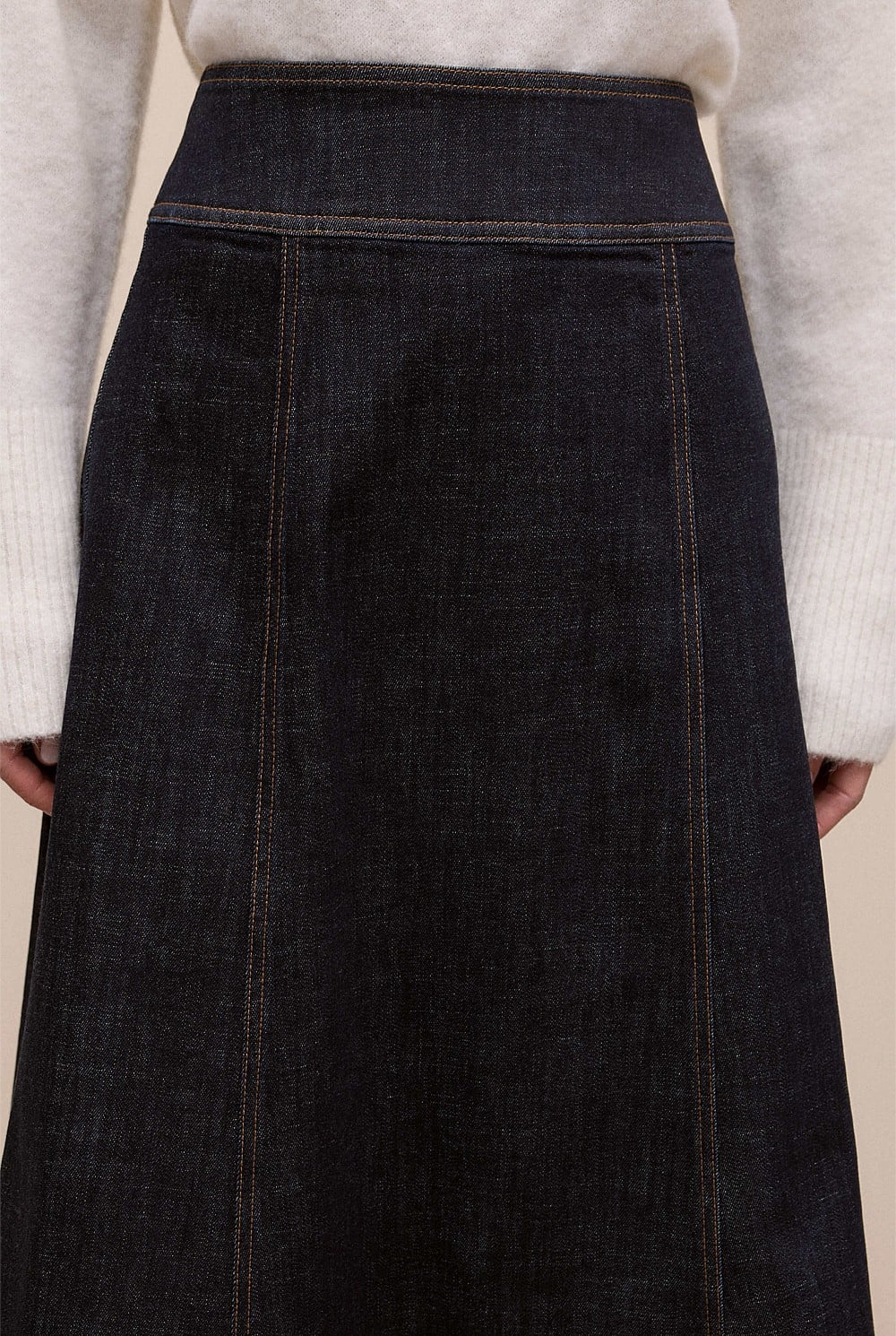 Australian Cotton Blend Denim Panelled Skirt