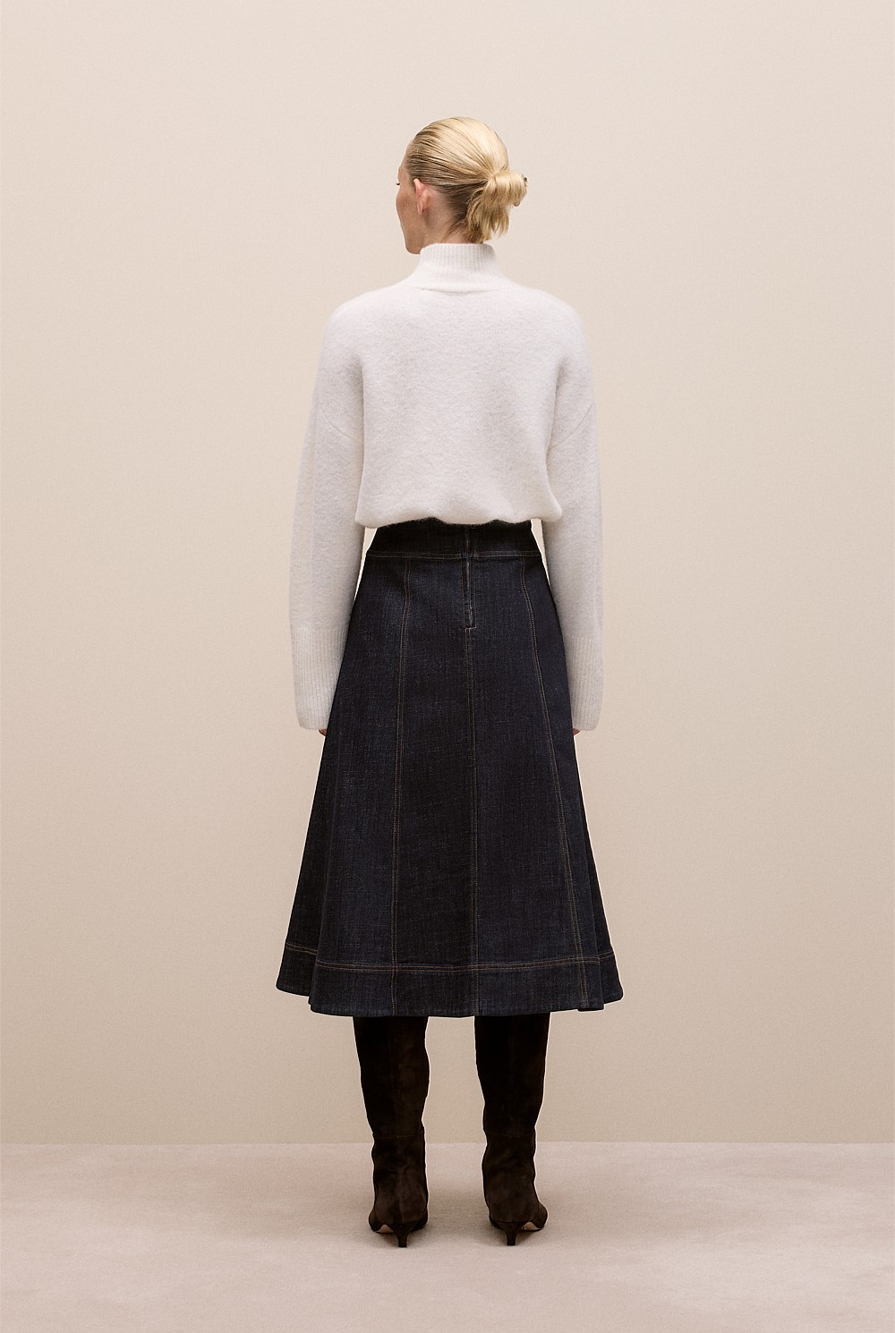 Australian Cotton Blend Denim Panelled Skirt