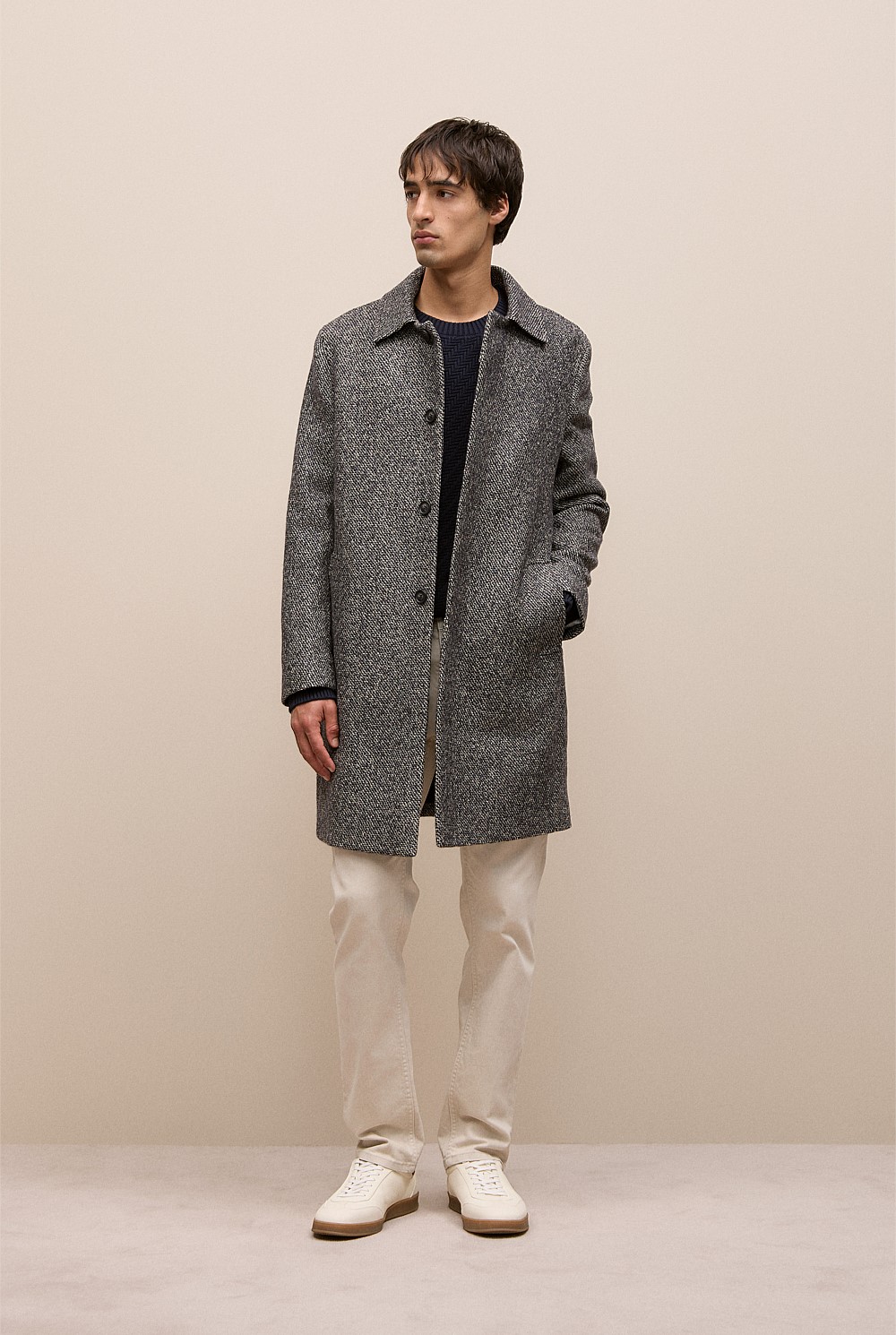 Cotton Blend Textured Crew