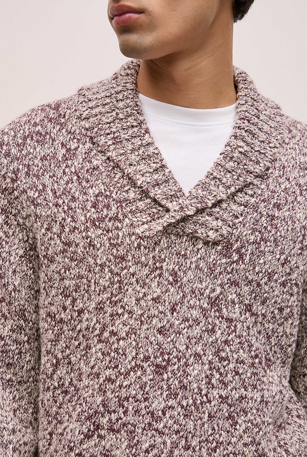 Textured Shawl Collar Knit