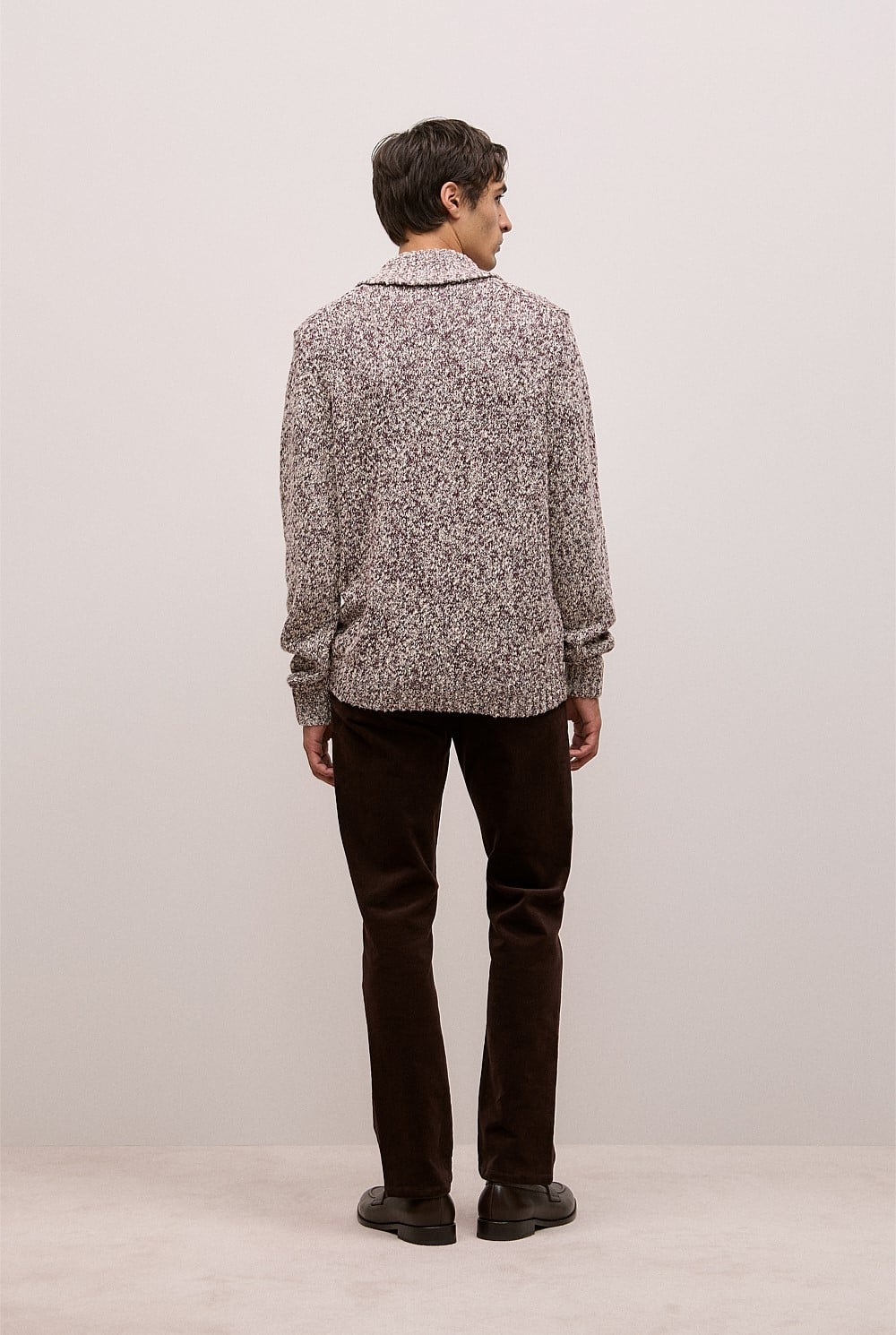 Textured Shawl Collar Knit