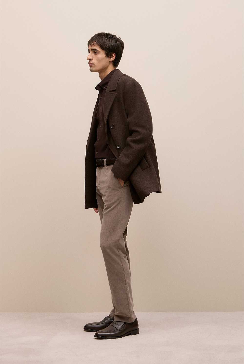 Italian Wool Herringbone Peacoat