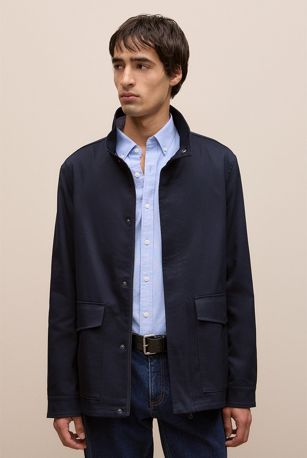 Cotton Twill Zip Through Jacket