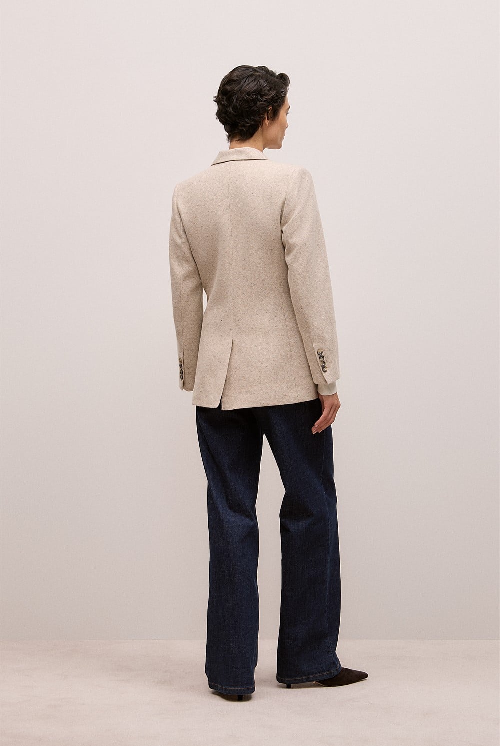 Italian Wool Blend Flecked Blazer