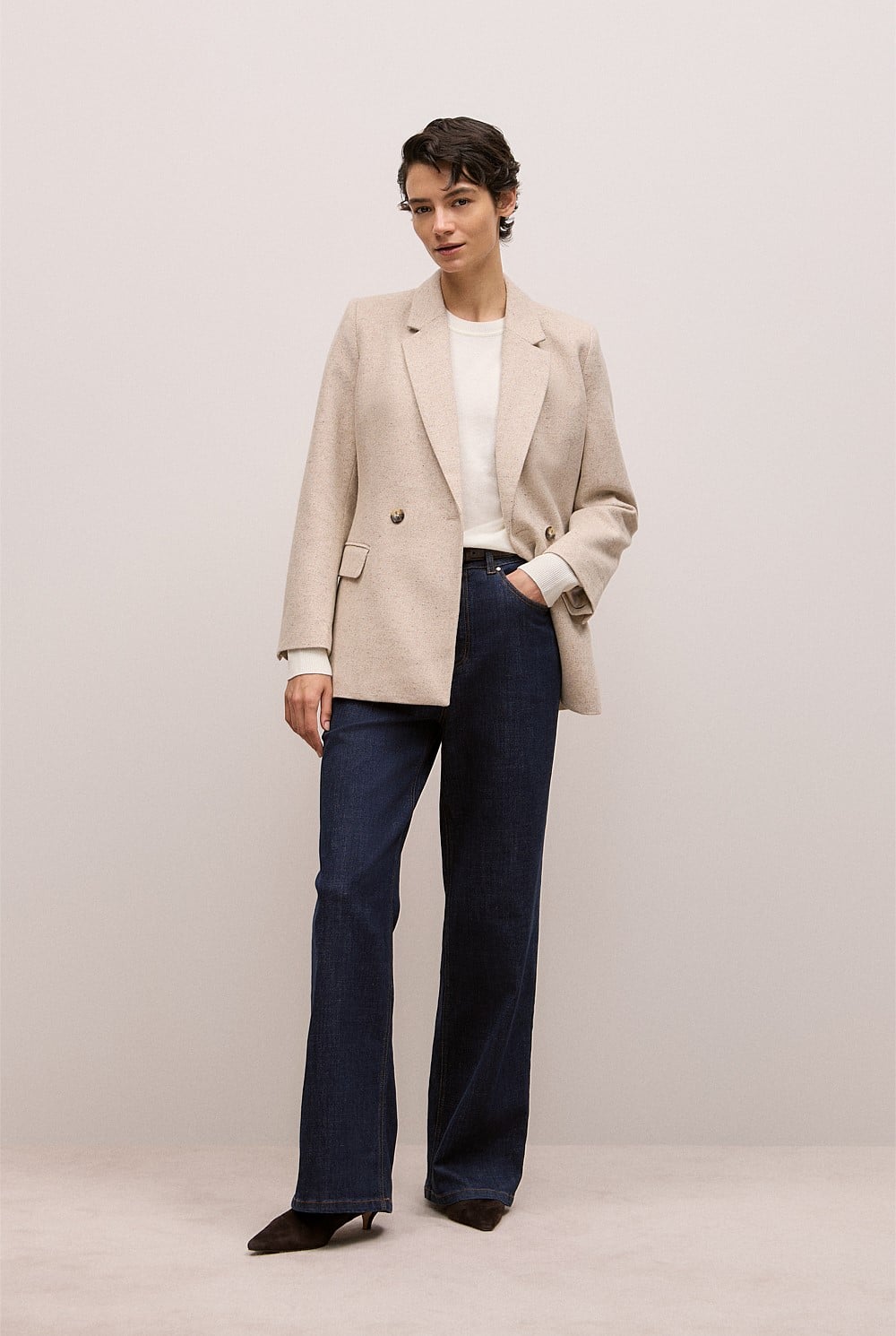 Merino Cashmere Forward Shoulder Seam Crew