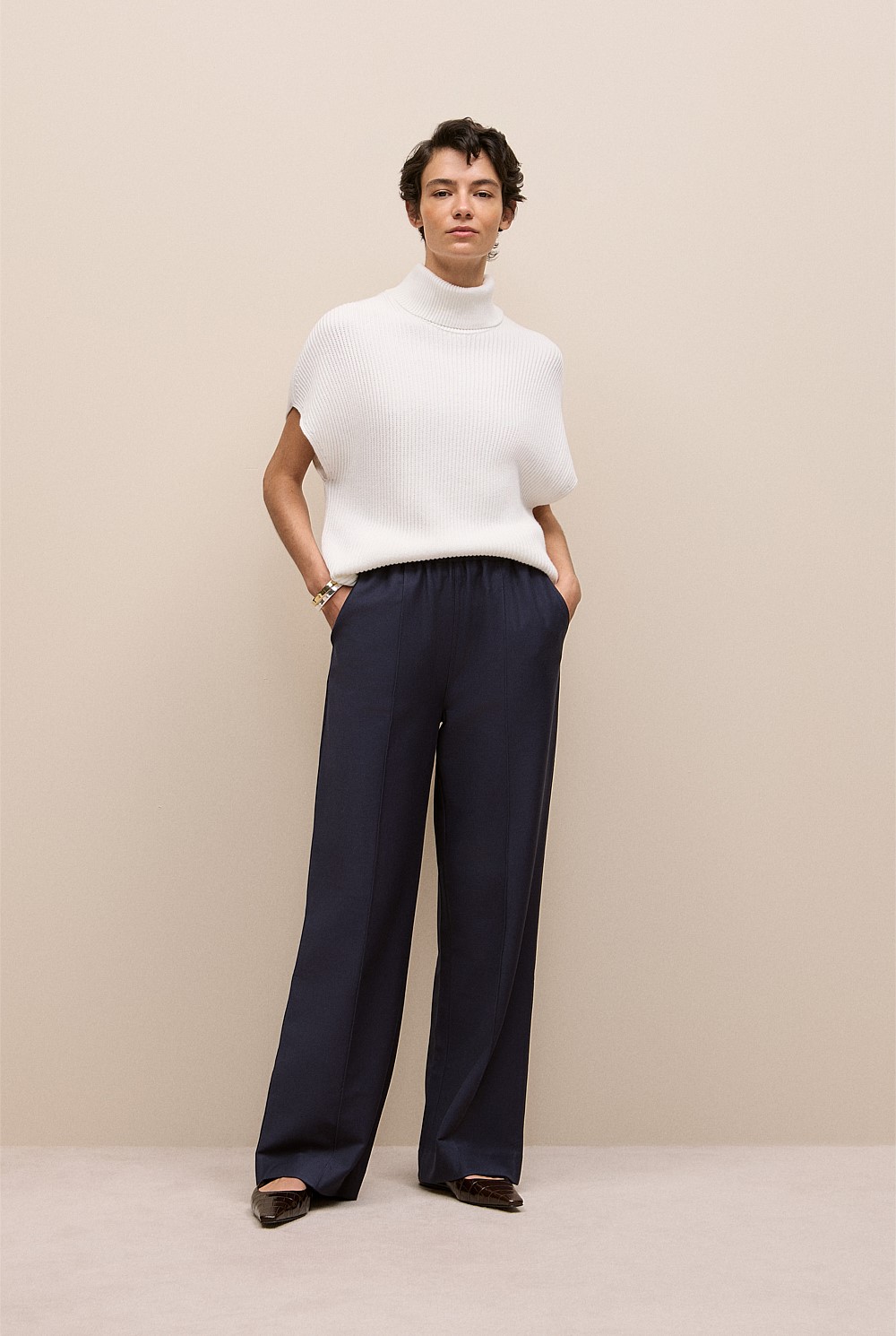Pintucked Pull On Pant