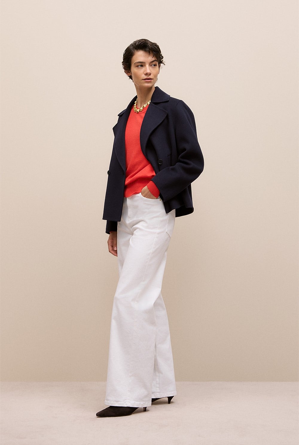 Merino Cashmere Forward Shoulder Seam Crew