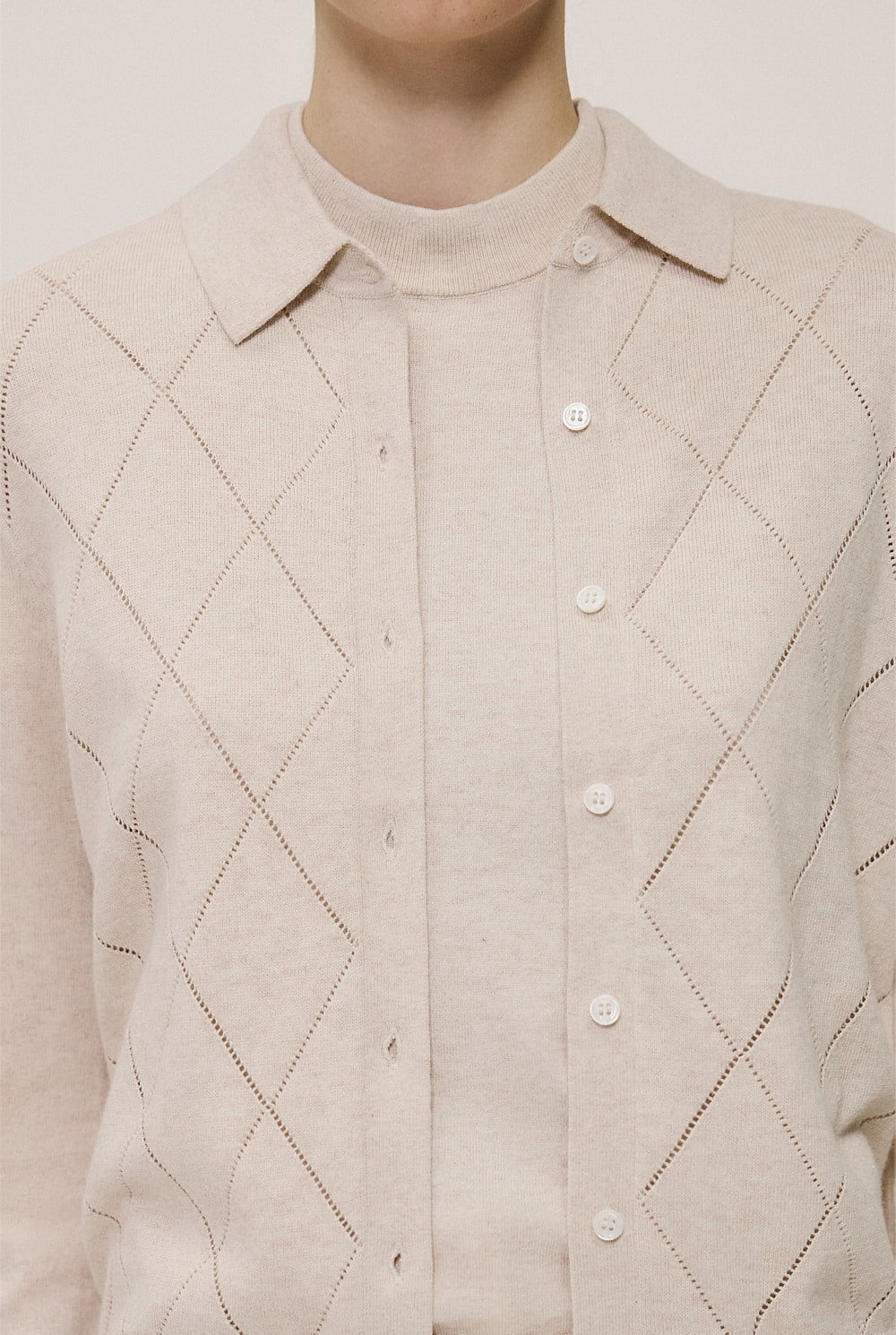 Cotton Cashmere Pointelle Cardigan