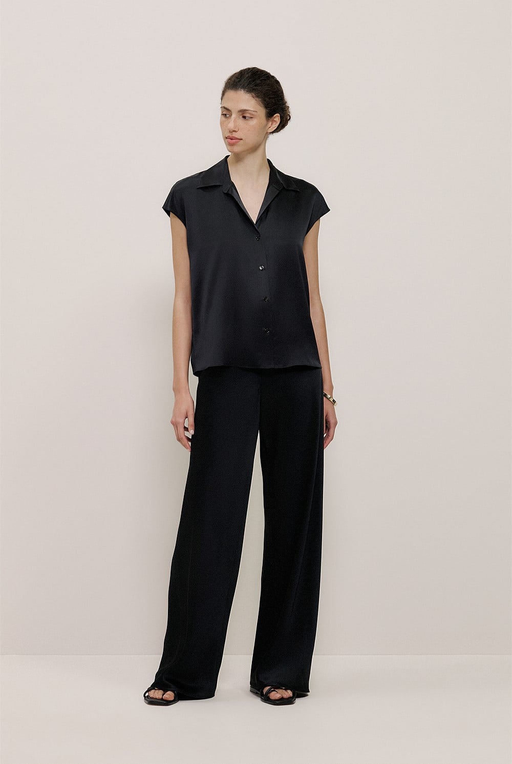 Silk Satin Cap Sleeve Shirt