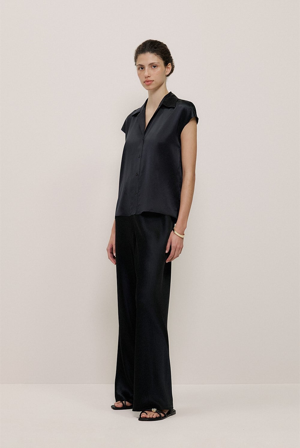 Silk Satin Cap Sleeve Shirt