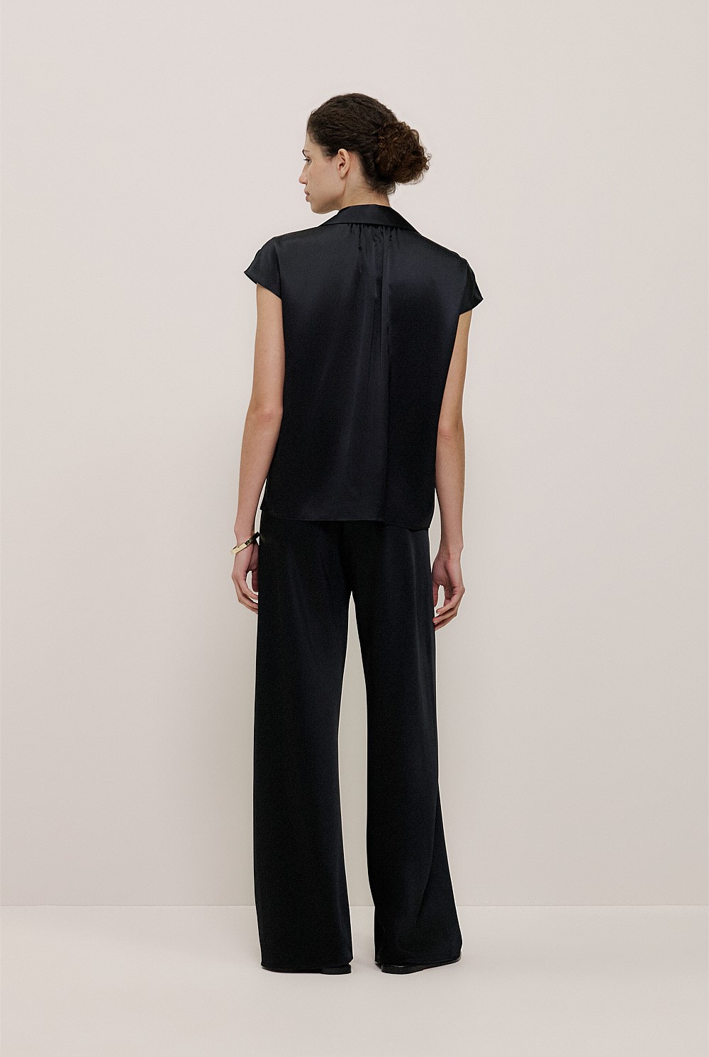 Silk Satin Cap Sleeve Shirt
