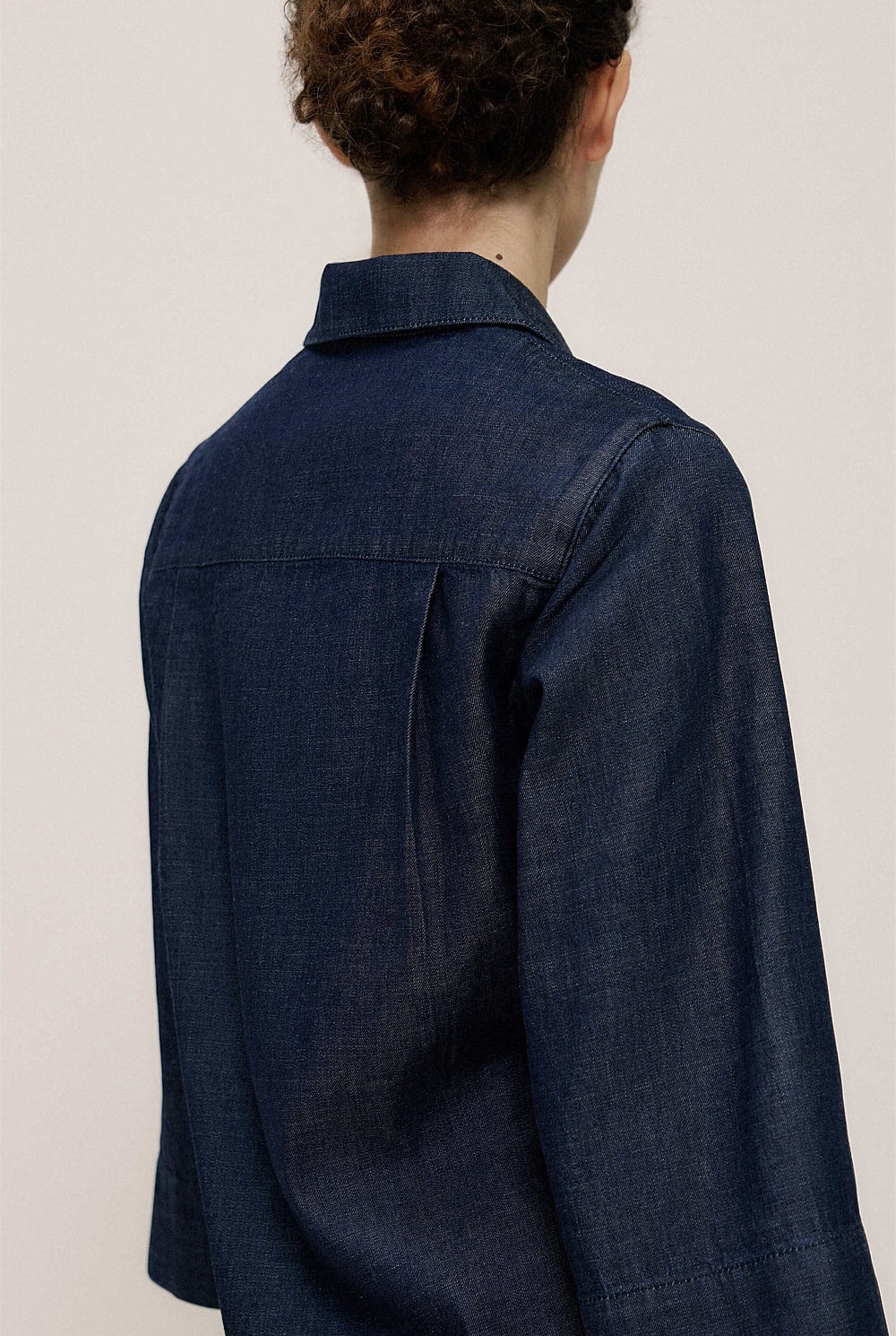 Soft Denim Collared Popover