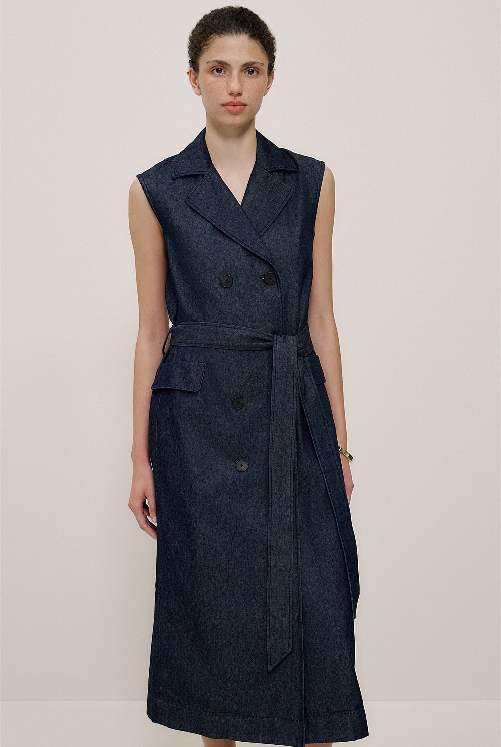 Denim Sleeveless Trench Dress