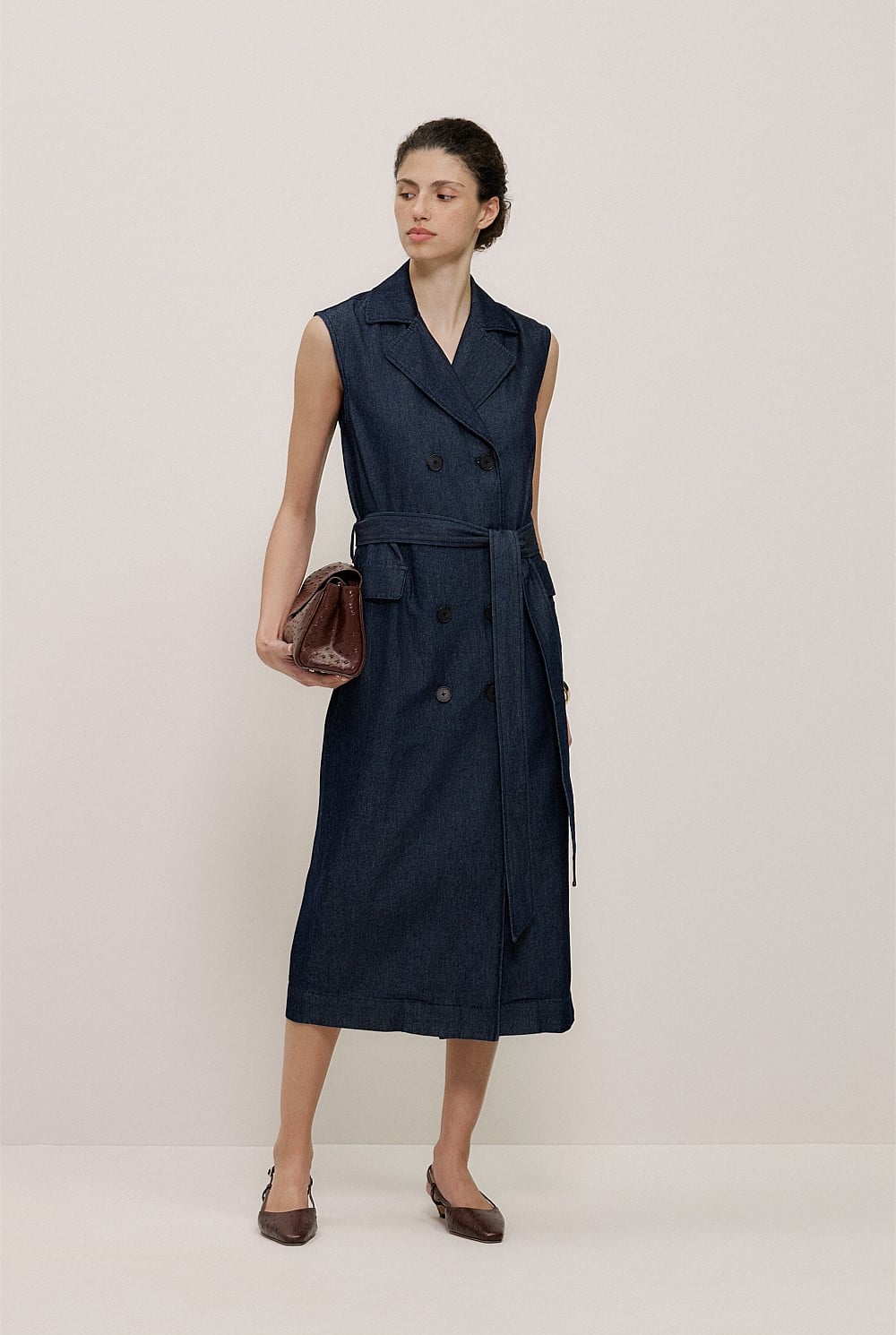 Denim Sleeveless Trench Dress