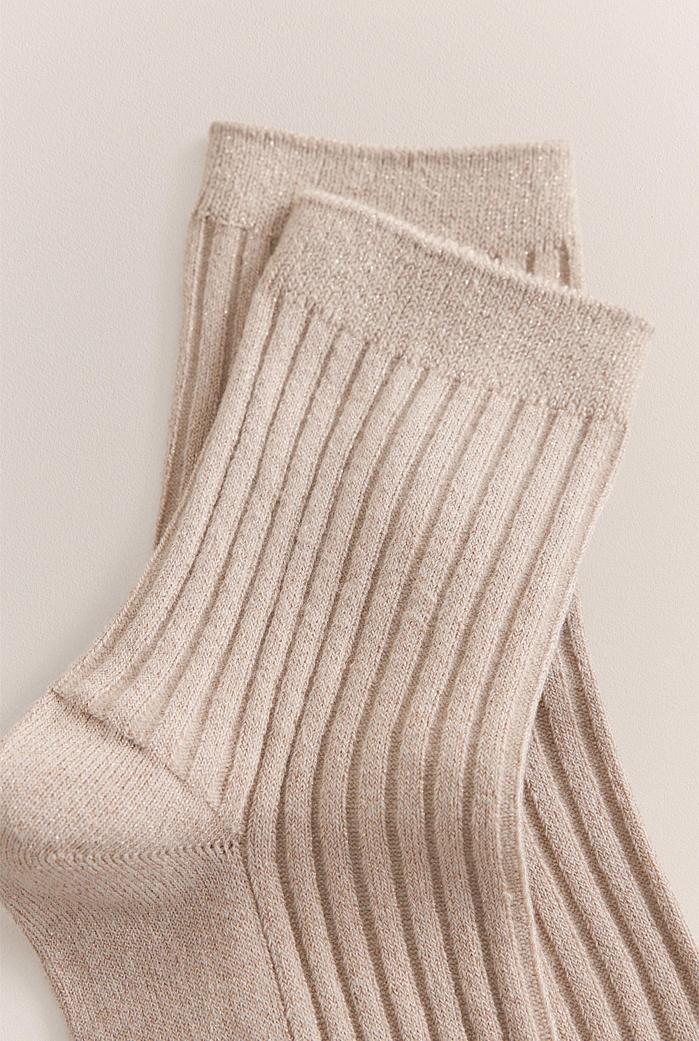 Metallic Rib Crew Sock