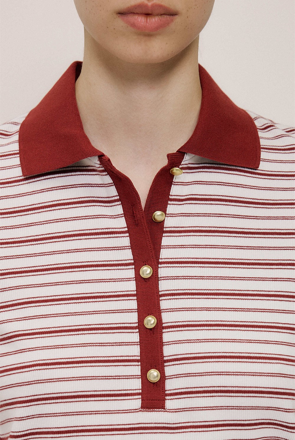 Half Placket Stripe Polo