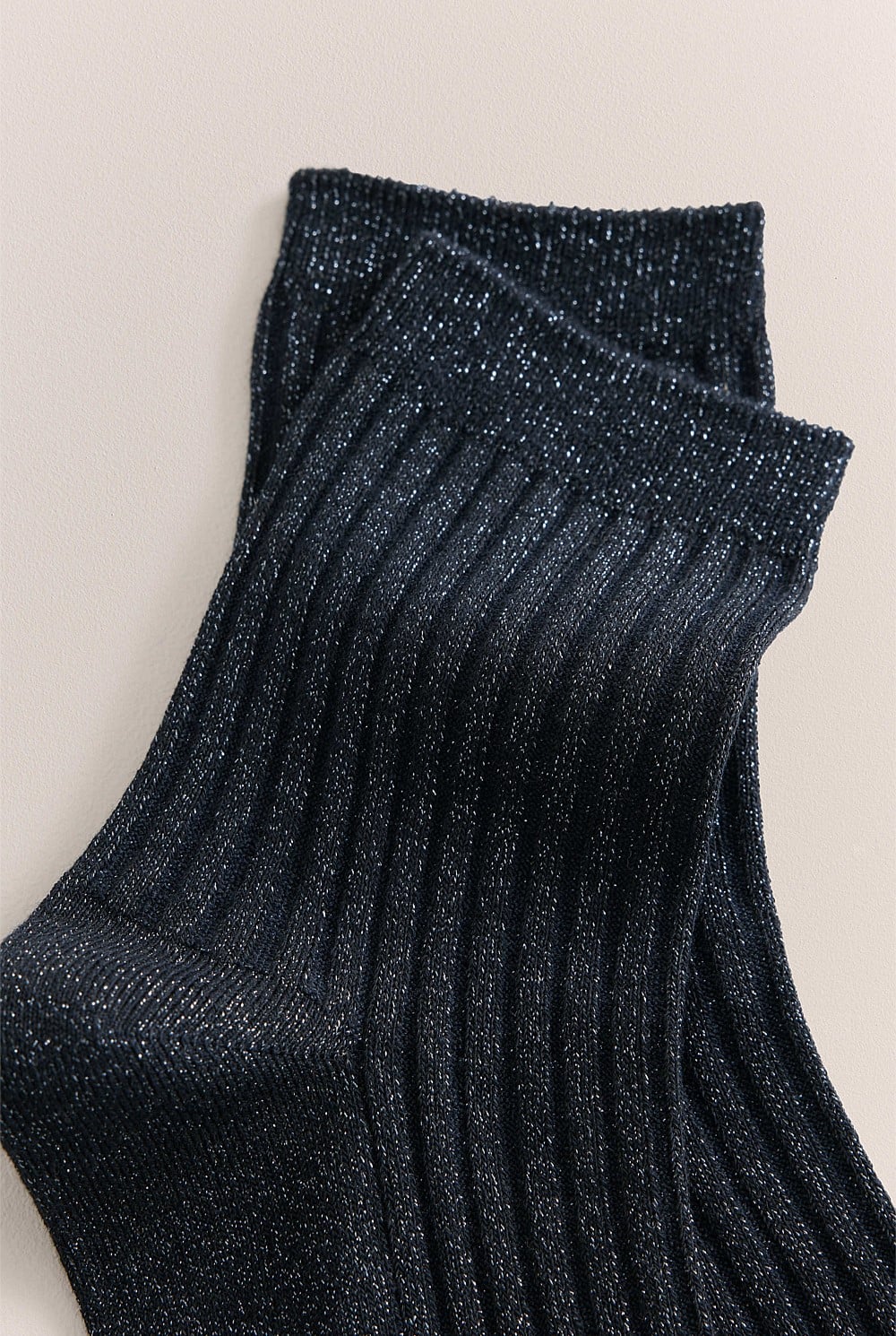 Metallic Rib Crew Sock